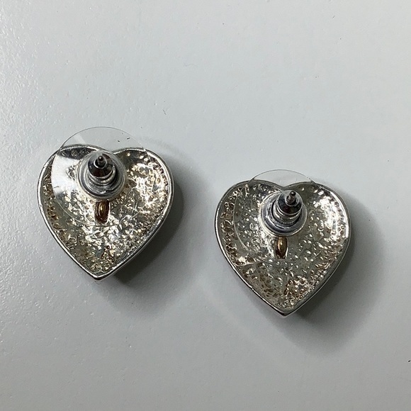 Gold silver heart rope edge post earrings size .5 EUC - Picture 4 of 6
